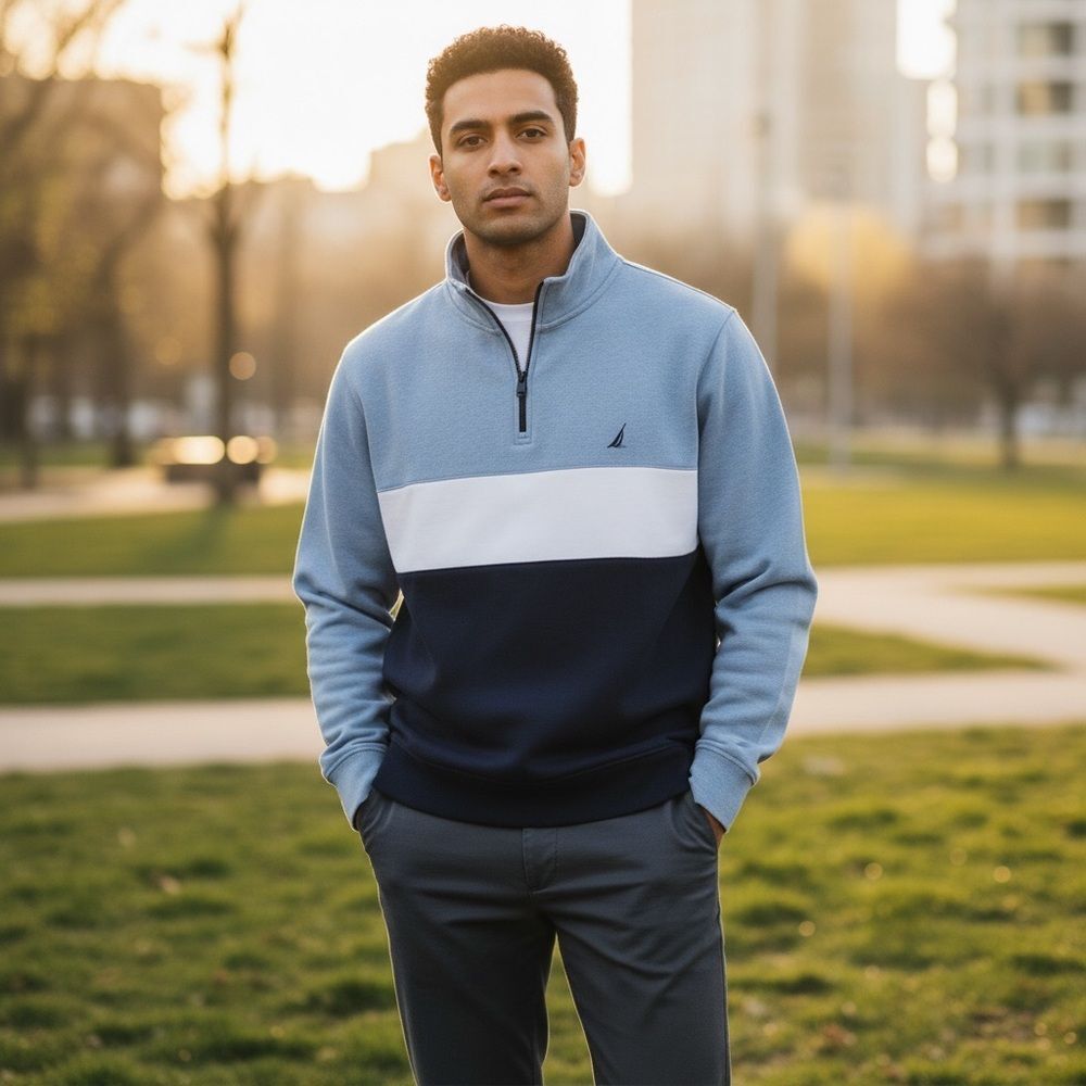 Nautica Blue Sail Gray Half Zip